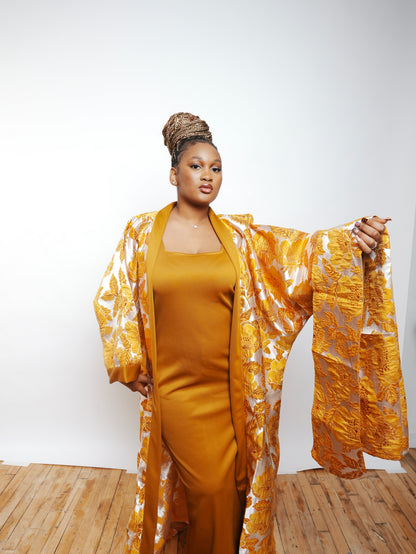 Golden Bloom Luxe Kaftan Set